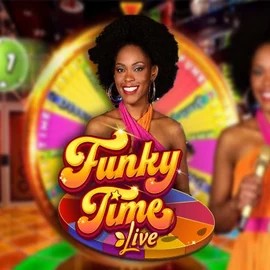Funky Time slot logo by Evolution at Realz Casino